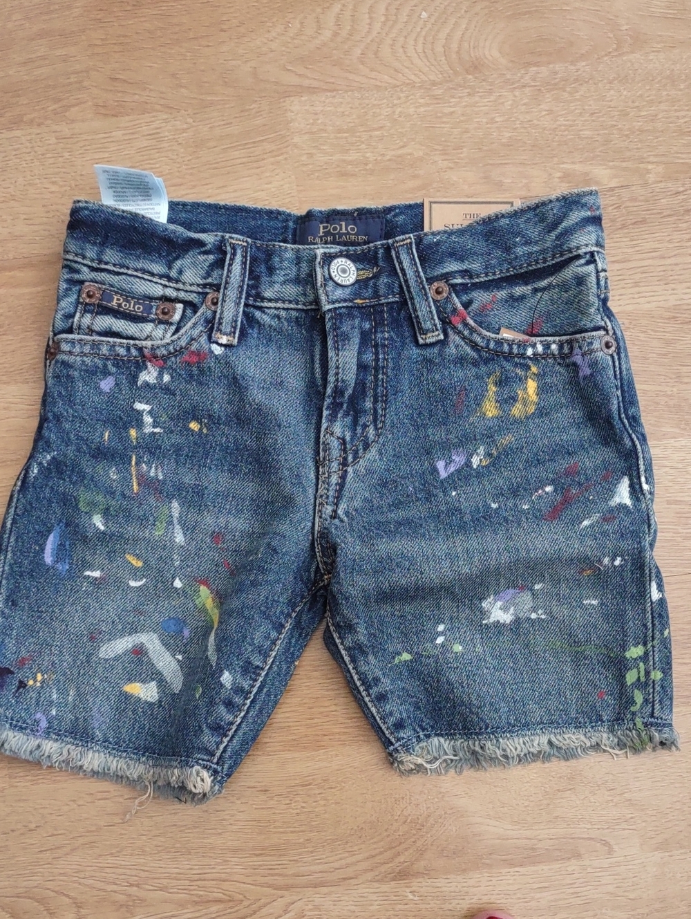 Polo by Ralph Lauren Kids Denim Shorts with Multicolor Paint Splatter